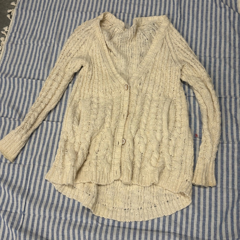 Free people knit cardigan cream color size small